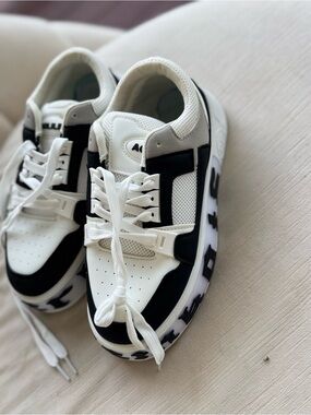 Kids Black and White Sporty Lace-Up Sneakers